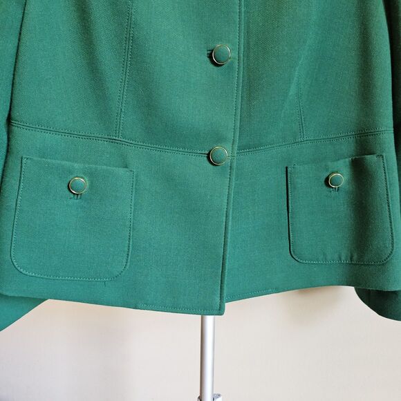 Talbots $169 Wool Blend Blazer Emerald Green Pocket Jacket Womens 16 Career New - Picture 3 of 7